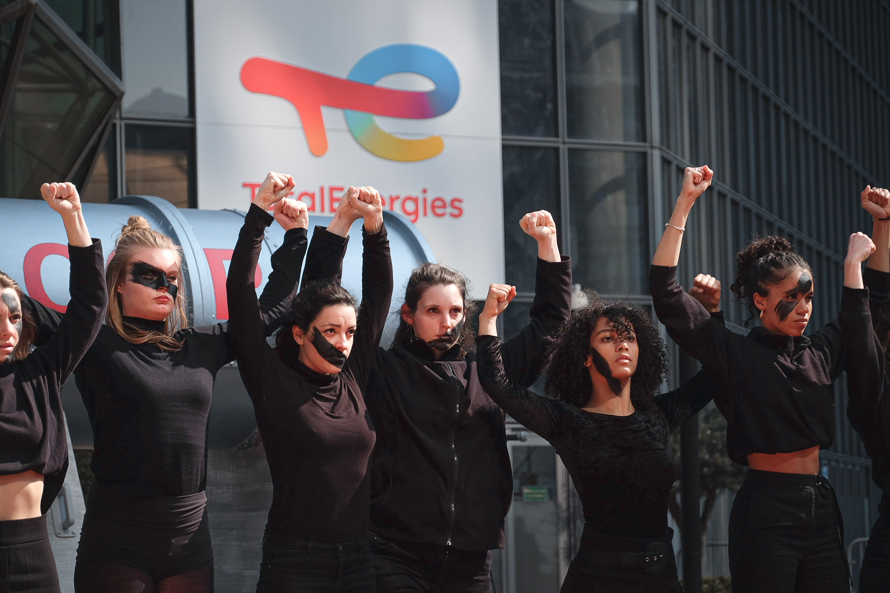 Activists at Total headquarters