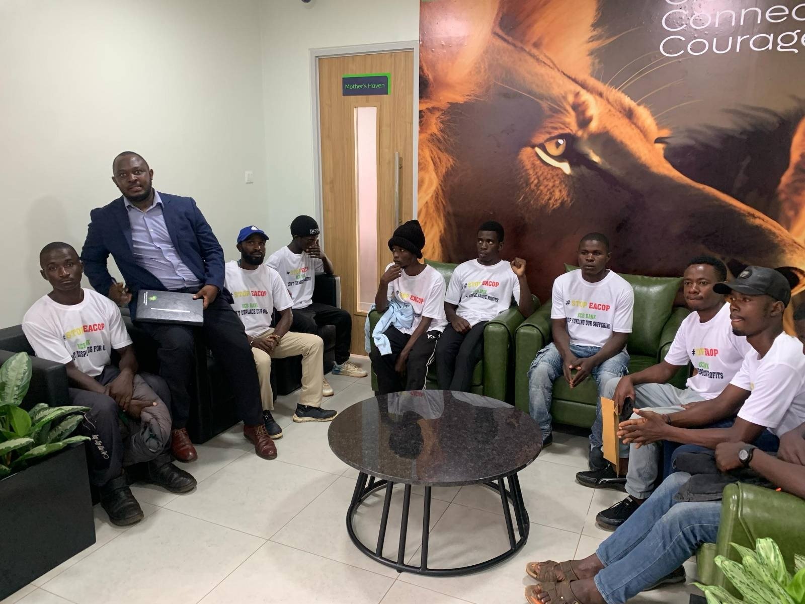 The #KCB11 at KCB Uganda basement moments before they were arrested